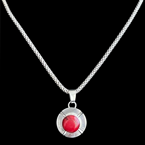 🔴SOLD🔴 Vintage Taxco Mexico sterling silver red jasper pendant - Picture 2 of 10